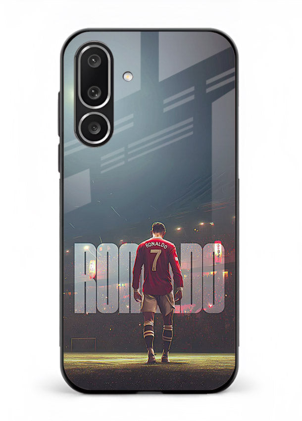 Ronaldo stadium night artwork printed on premium tempered glass Samsung M56 5G back cover