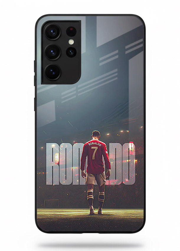 Ronaldo stadium night artwork printed on premium tempered glass Samsung S21 Ultra back cover