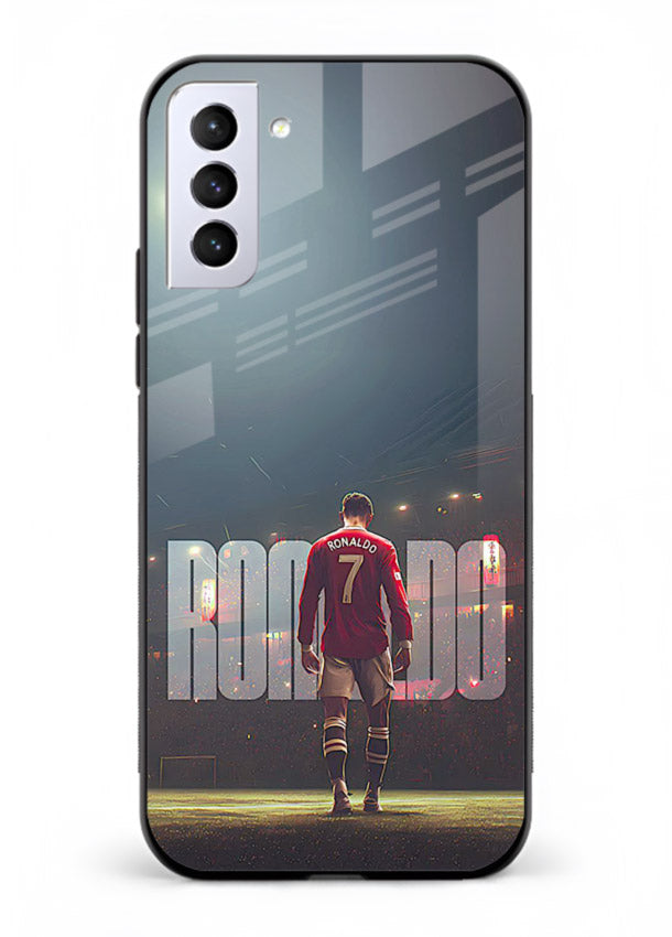 Ronaldo stadium night artwork printed on premium tempered glass Samsung S21 Plus back cover