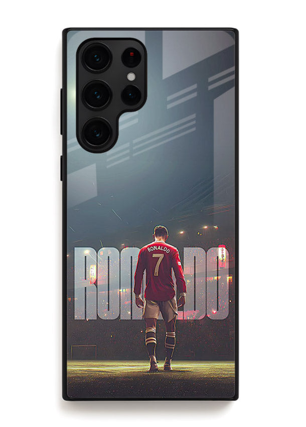 Ronaldo stadium night artwork printed on premium tempered glass Samsung S23 Ultra back cover