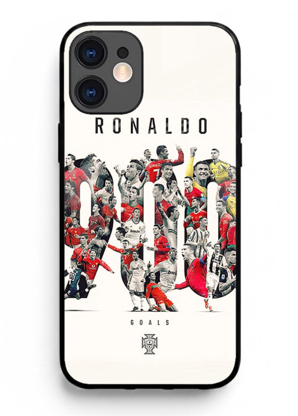 Ronaldo typography collage artwork on glossy tempered glass iPhone 11 back cover