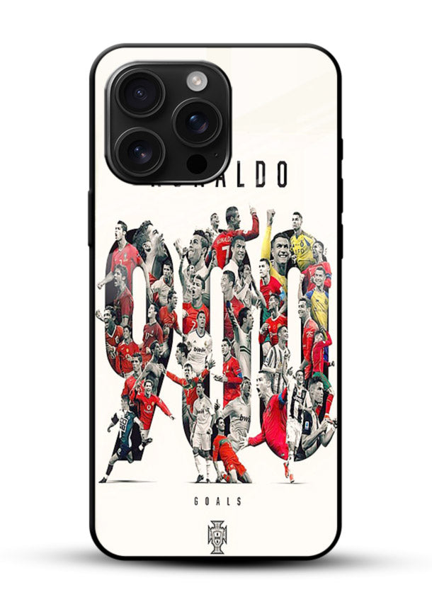 Ronaldo typography collage artwork on glossy tempered glass phone back cover - 1