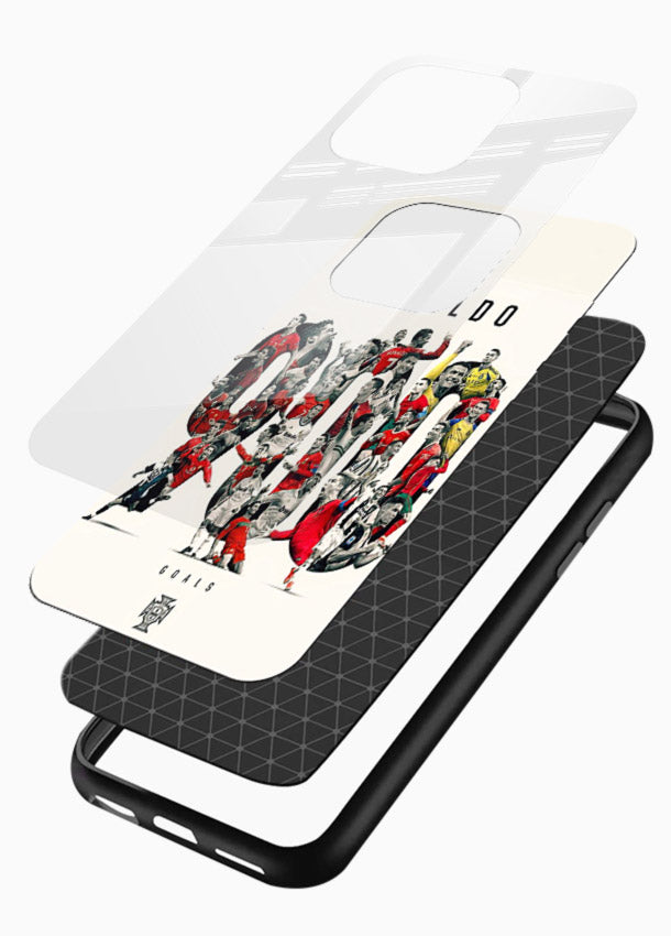 Ronaldo typography collage artwork on glossy tempered glass phone back cover - 3