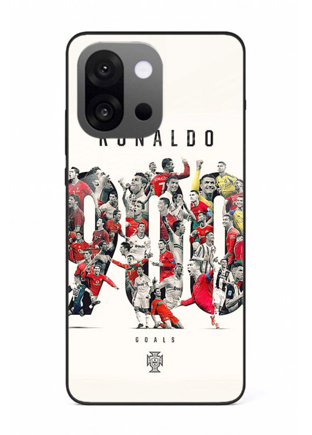 Ronaldo typography collage artwork on glossy tempered glass OnePlus 13s back cover