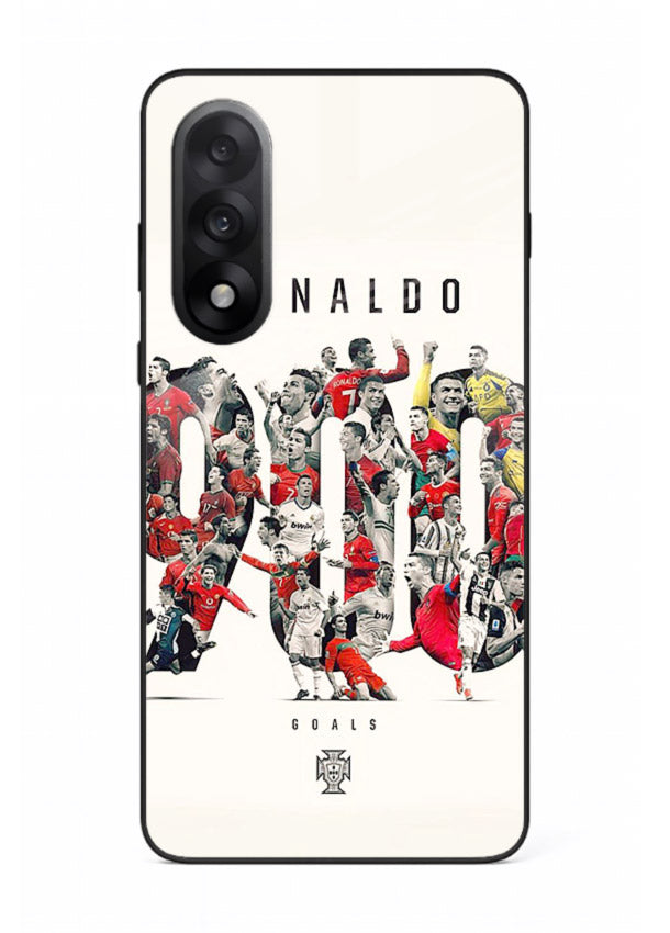 Ronaldo typography collage artwork on glossy tempered glass OnePlus Nord 5 back cover