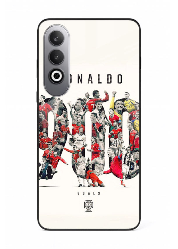 Ronaldo typography collage artwork on glossy tempered glass OnePlus Nord CE4 back cover