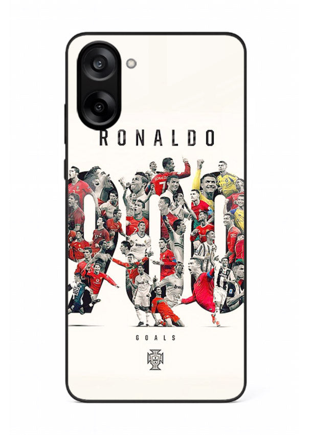 Ronaldo typography collage artwork on glossy tempered glass OnePlus Nord CE5 back cover