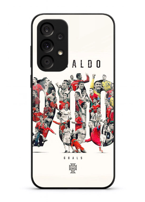 Ronaldo typography collage artwork on glossy tempered glass Samsung A53 5G back cover