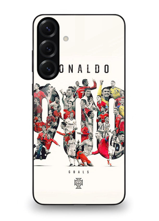 Ronaldo typography collage artwork on glossy tempered glass Samsung A54 5G back cover