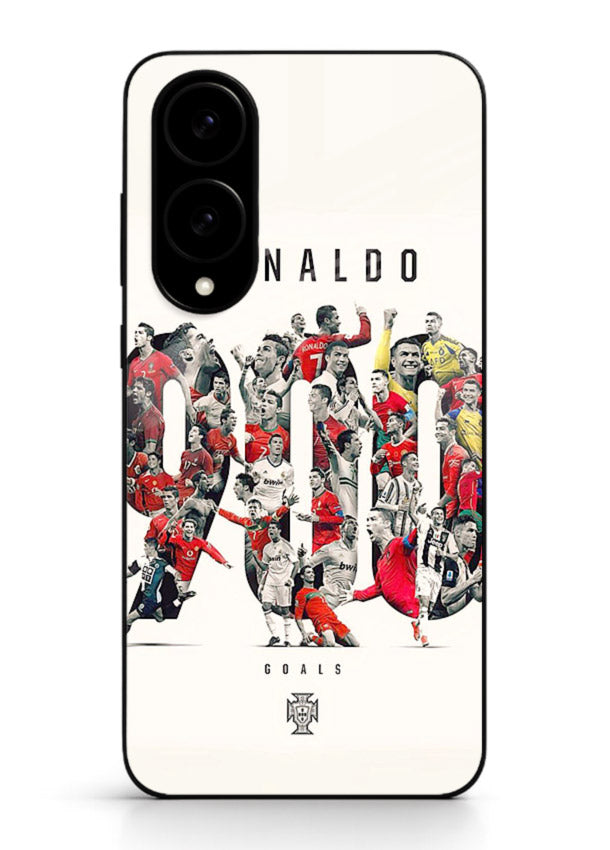 Ronaldo typography collage artwork on glossy tempered glass Samsung S25 Edge back cover