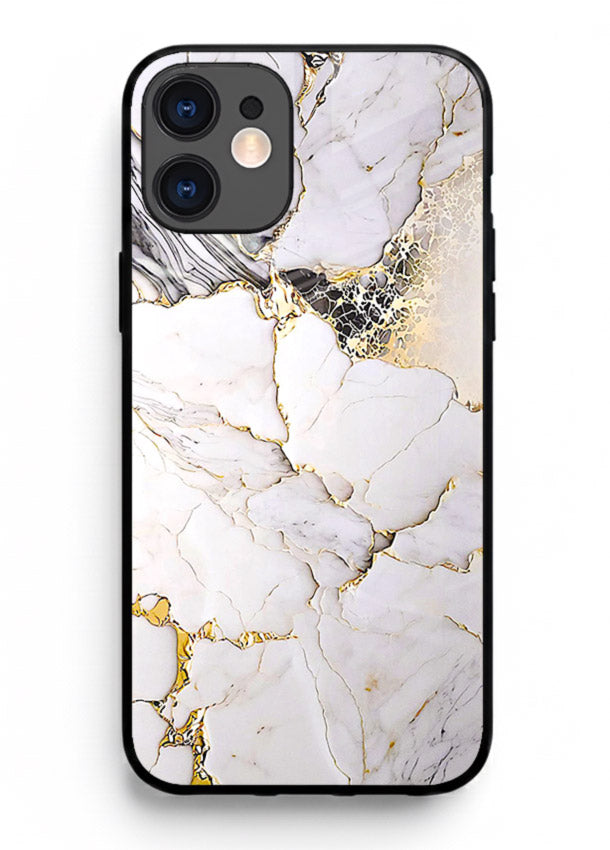 RoseGold Fluid Veins iphone 12 mini glass back cover with flowing rosegold marble design