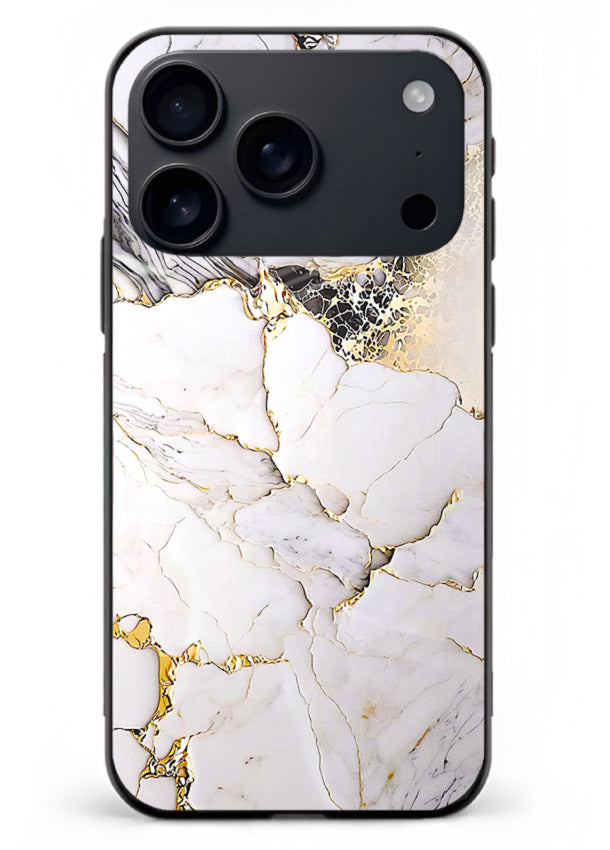 RoseGold Fluid Veins iphone 17 pro max glass back cover with flowing rosegold marble design