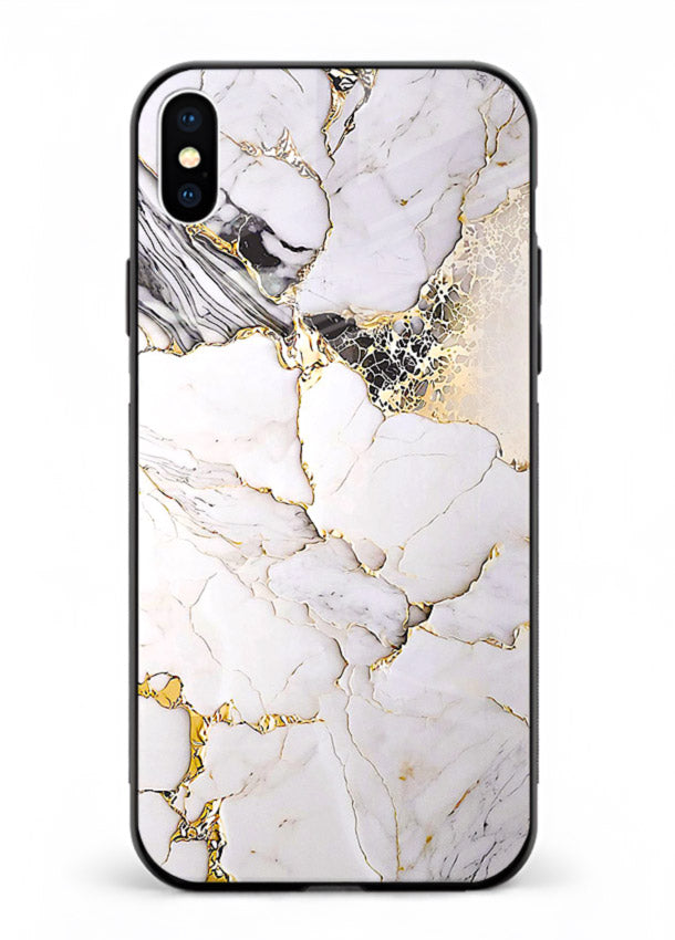 RoseGold Fluid Veins iphone xs max glass back cover with flowing rosegold marble design