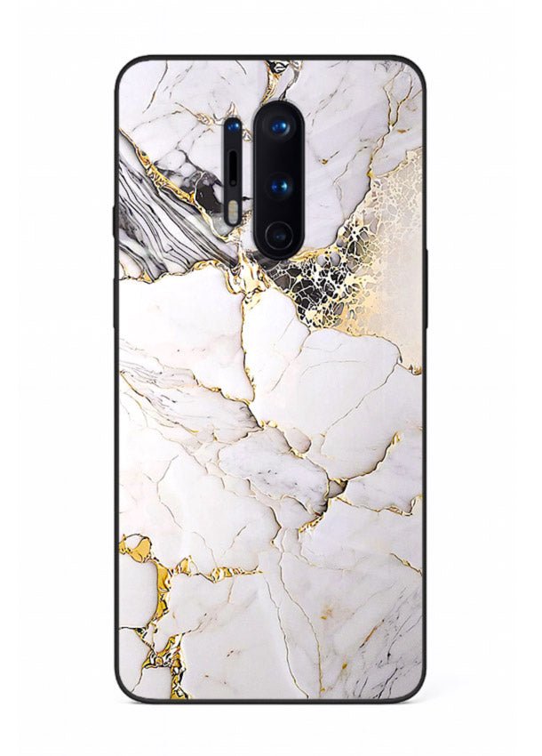 RoseGold Fluid Veins OnePlus 8 Pro glass back cover with flowing rosegold marble design