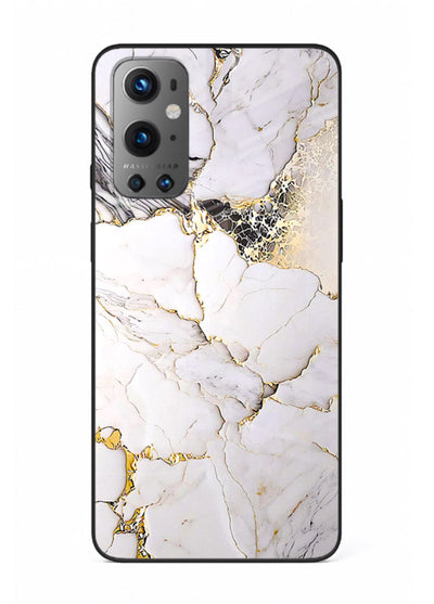 RoseGold Fluid Veins OnePlus 9 glass back cover with flowing rosegold marble design