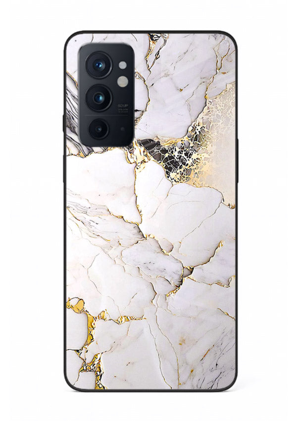 RoseGold Fluid Veins OnePlus 9RT glass back cover with flowing rosegold marble design