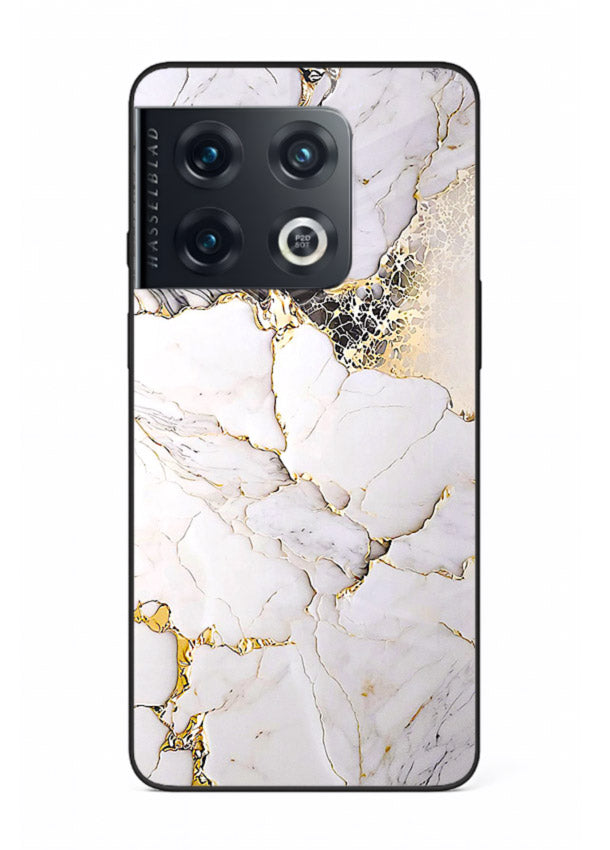 RoseGold Fluid Veins OnePlus 10 Pro glass back cover with flowing rosegold marble design