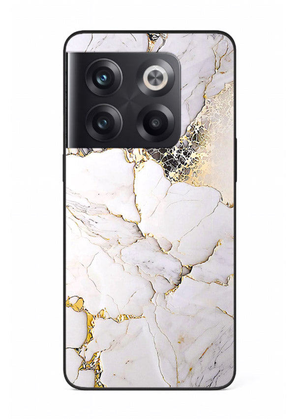 RoseGold Fluid Veins OnePlus 10T glass back cover with flowing rosegold marble design
