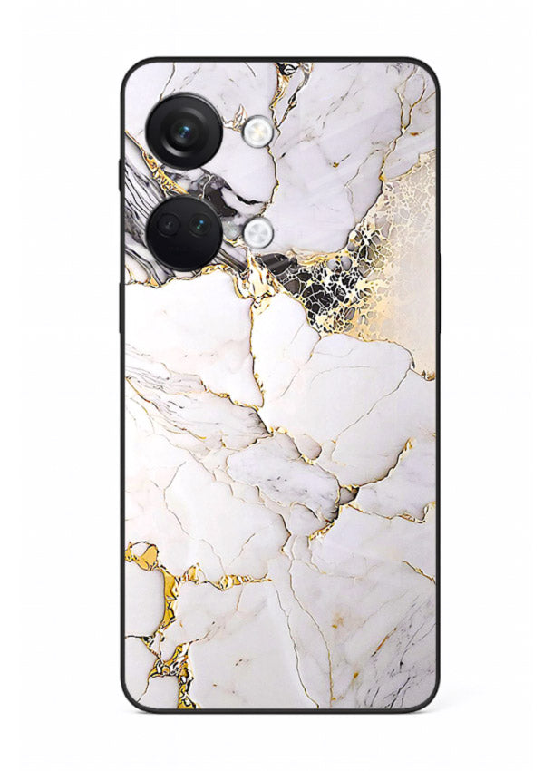 RoseGold Fluid Veins OnePlus Nord 3 glass back cover with flowing rosegold marble design