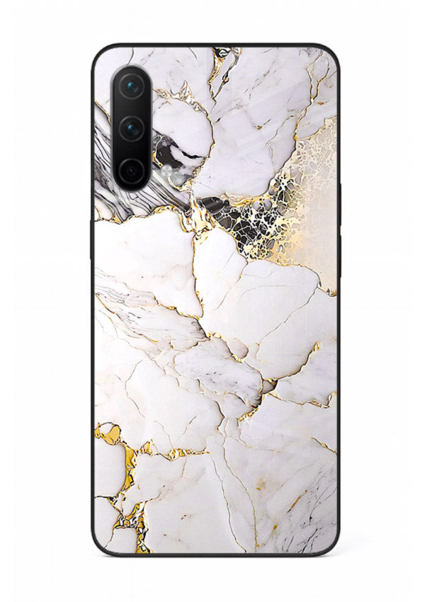 RoseGold Fluid Veins OnePlus Nord CE 5G glass back cover with flowing rosegold marble design
