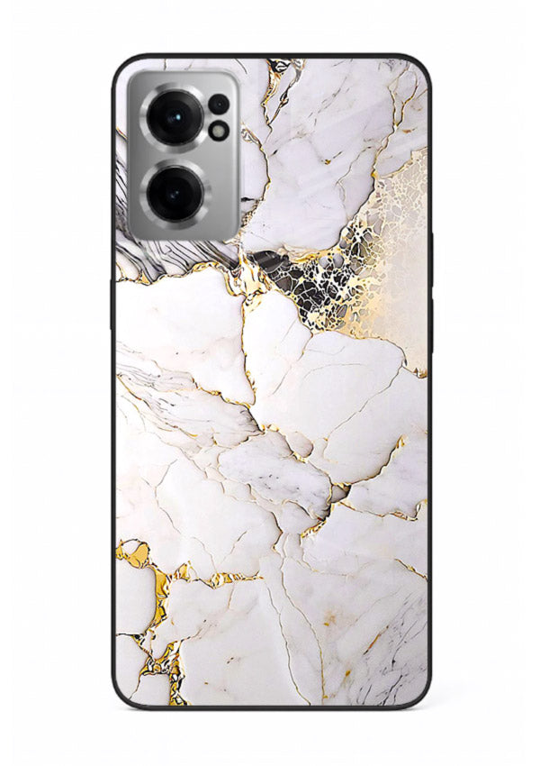 RoseGold Fluid Veins OnePlus Nord CE2 5G glass back cover with flowing rosegold marble design