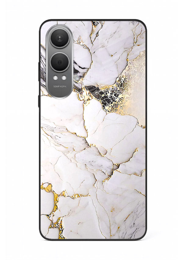 RoseGold Fluid Veins OnePlus Nord CE4 Lite glass back cover with flowing rosegold marble design