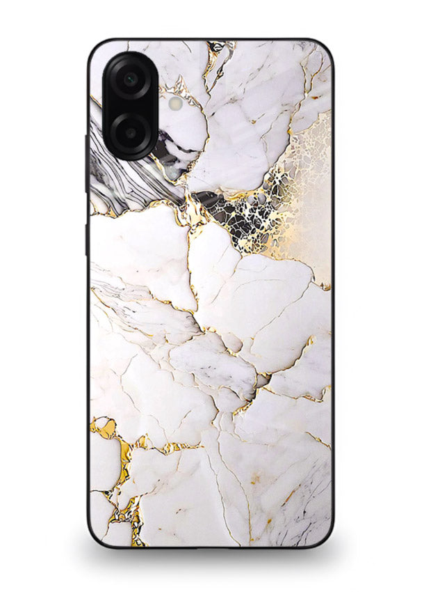 RoseGold Fluid Veins Samsung M13 5G glass back cover with flowing rosegold marble design