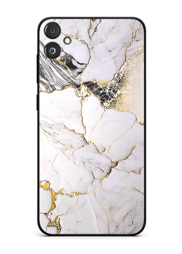 RoseGold Fluid Veins Samsung F14 5G glass back cover with flowing rosegold marble design