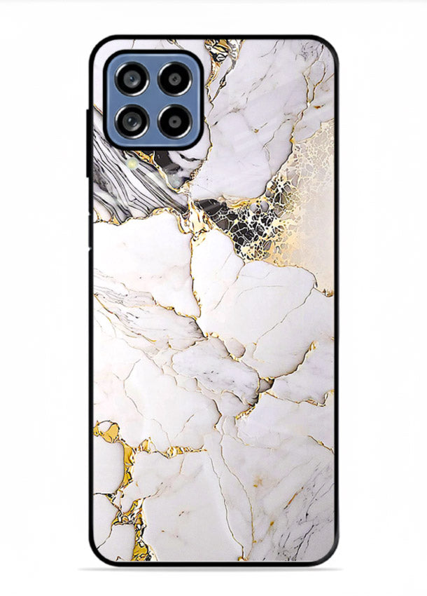 RoseGold Fluid Veins Samsung A22 4G glass back cover with flowing rosegold marble design