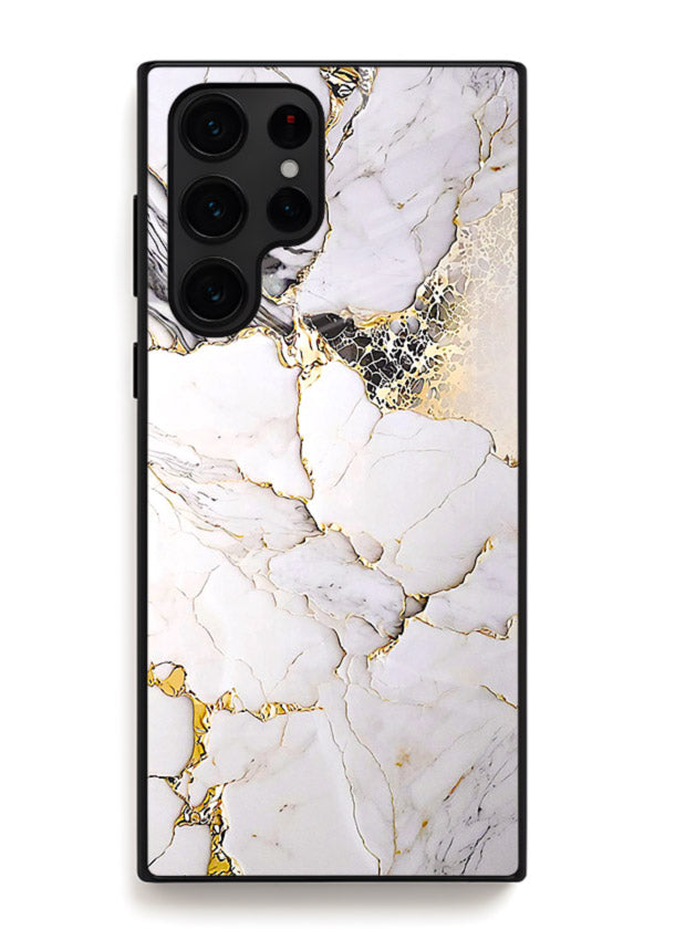 RoseGold Fluid Veins Samsung S25 Ultra glass back cover with flowing rosegold marble design