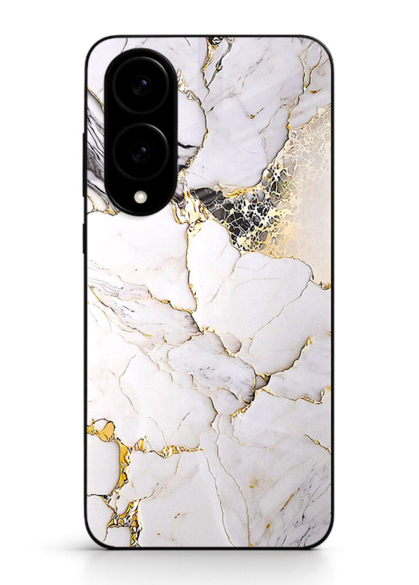 RoseGold Fluid Veins Samsung S25 Edge glass back cover with flowing rosegold marble design