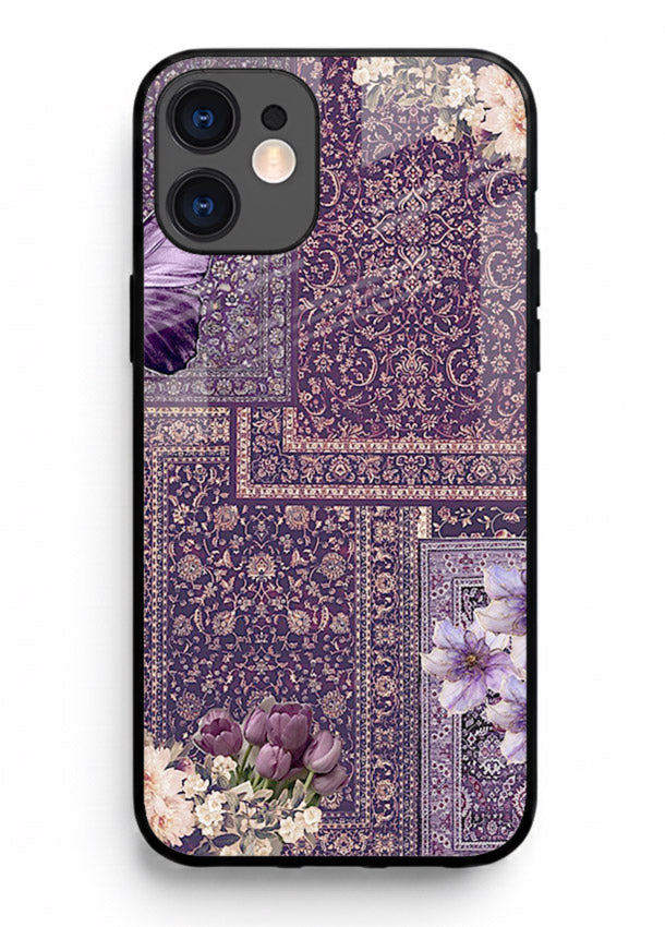 Purple tapestry artwork printed on glossy tempered glass iPhone 11 back cover