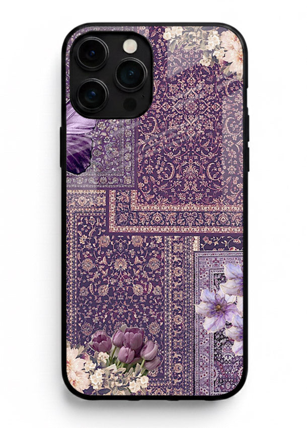 Purple tapestry artwork printed on glossy tempered glass iPhone 13 Pro Max back cover