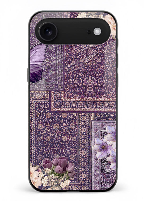 Purple tapestry artwork printed on glossy tempered glass iPhone 18 Air back cover