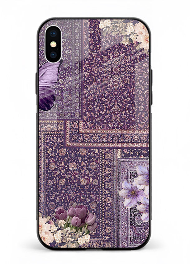 Purple tapestry artwork printed on glossy tempered glass iPhone XS Max back cover