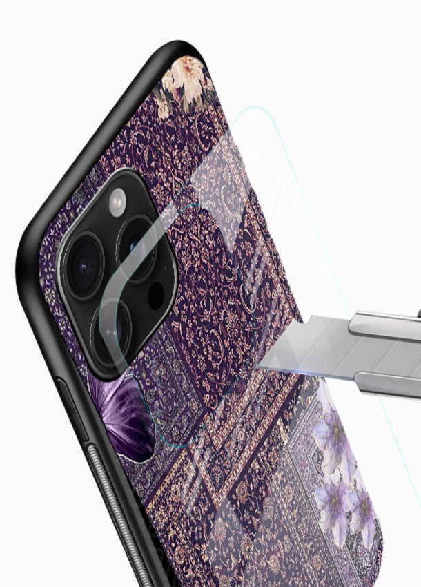 Purple tapestry artwork printed on glossy tempered glass mobile cover - 4