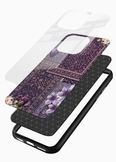 Purple tapestry artwork printed on glossy tempered glass mobile cover - 3