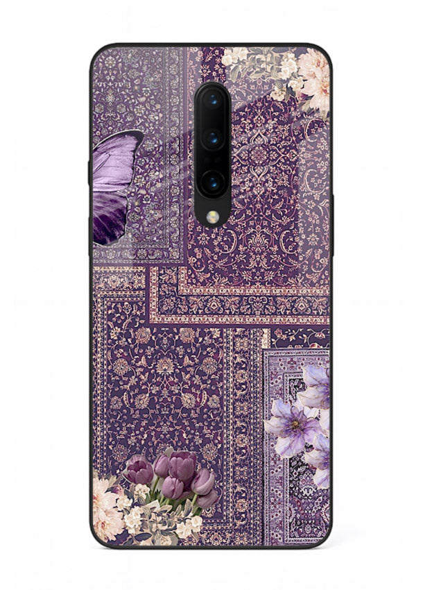 Purple tapestry artwork printed on glossy tempered glass OnePlus 7T Pro back cover