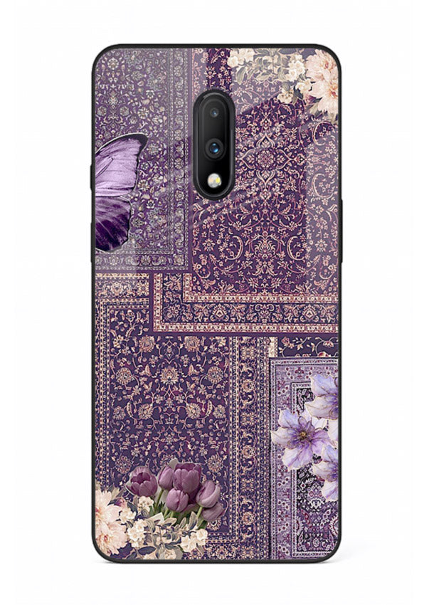 Purple tapestry artwork printed on glossy tempered glass OnePlus 7 back cover