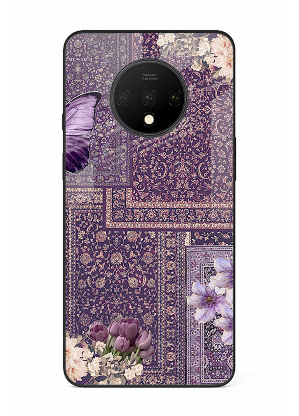 Purple tapestry artwork printed on glossy tempered glass OnePlus 7T back cover