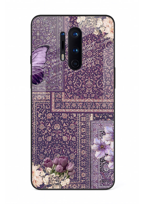 Purple tapestry artwork printed on glossy tempered glass OnePlus 8 Pro back cover