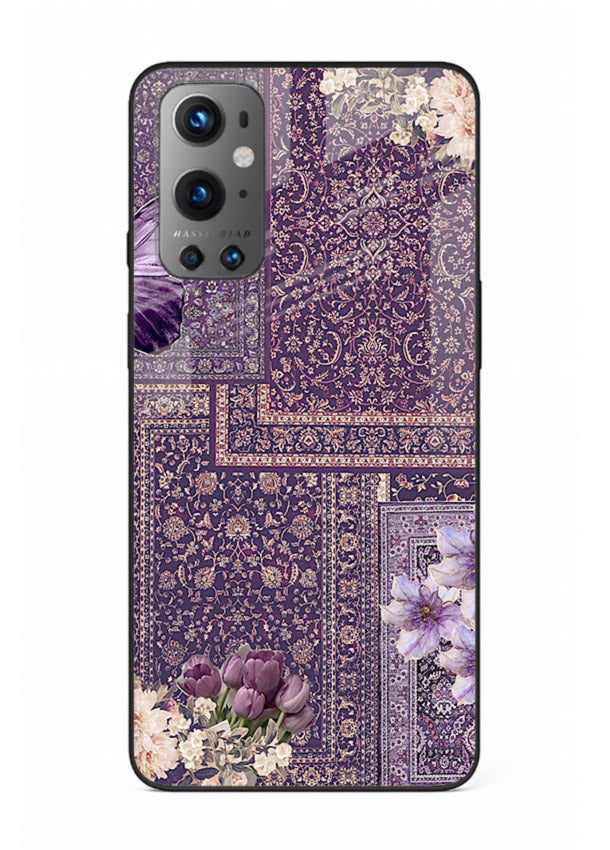 Purple tapestry artwork printed on glossy tempered glass OnePlus 9 back cover