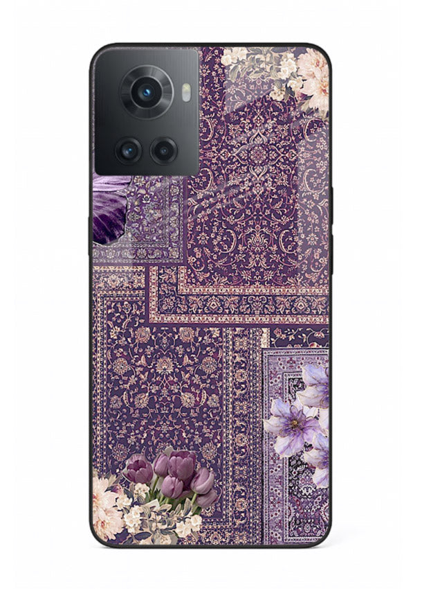 Purple tapestry artwork printed on glossy tempered glass OnePlus 10R back cover