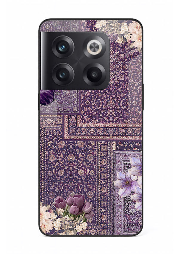 Purple tapestry artwork printed on glossy tempered glass OnePlus 10T back cover