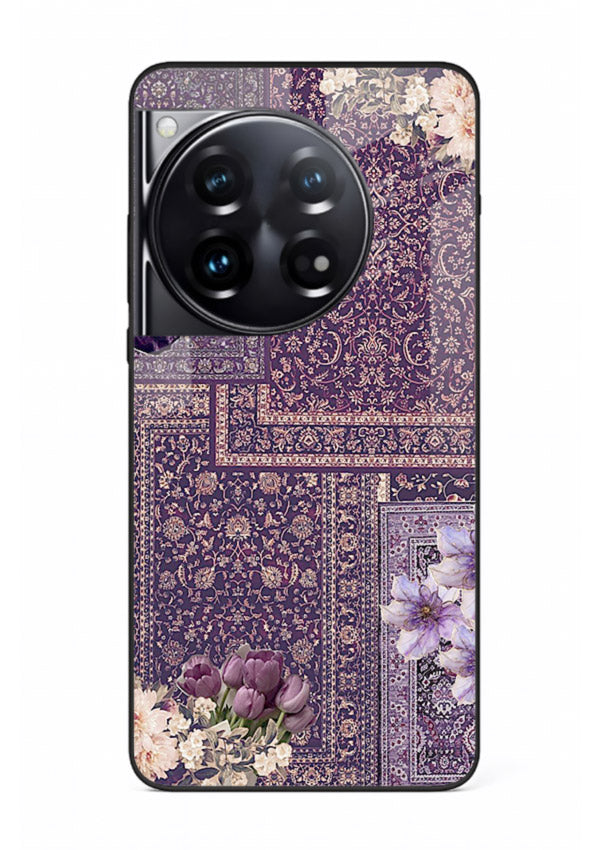 Purple tapestry artwork printed on glossy tempered glass OnePlus 12 back cover
