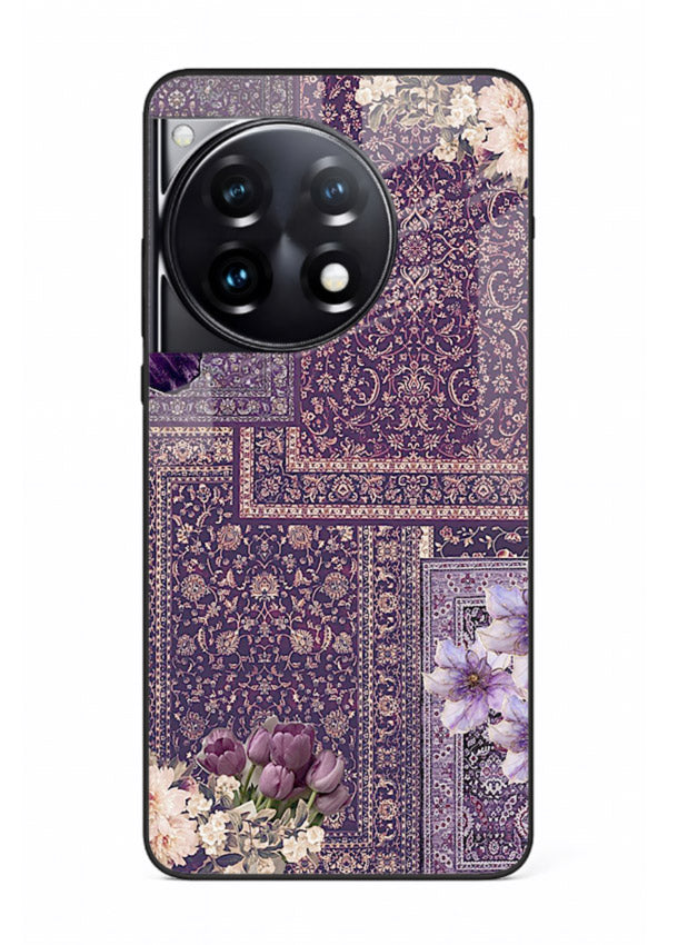 Purple tapestry artwork printed on glossy tempered glass OnePlus 12R back cover