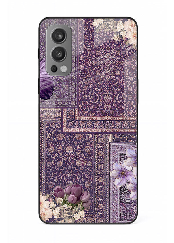 Purple tapestry artwork printed on glossy tempered glass OnePlus Nord 2 back cover