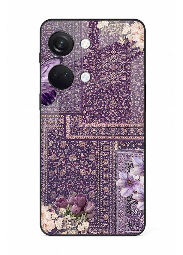 Purple tapestry artwork printed on glossy tempered glass OnePlus Nord 3 back cover