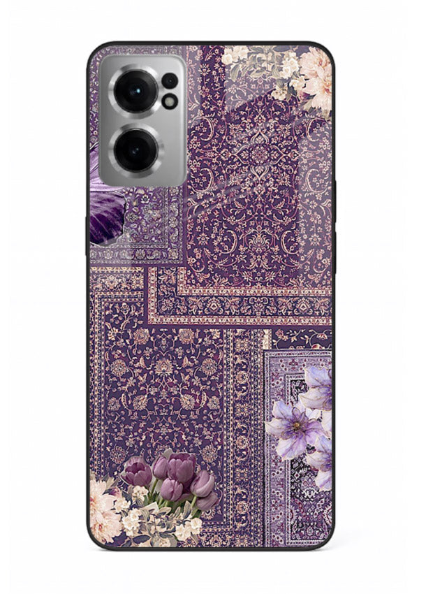 Purple tapestry artwork printed on glossy tempered glass OnePlus Nord CE2 5G back cover
