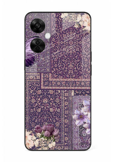 Purple tapestry artwork printed on glossy tempered glass OnePlus Nord CE3 Lite back cover